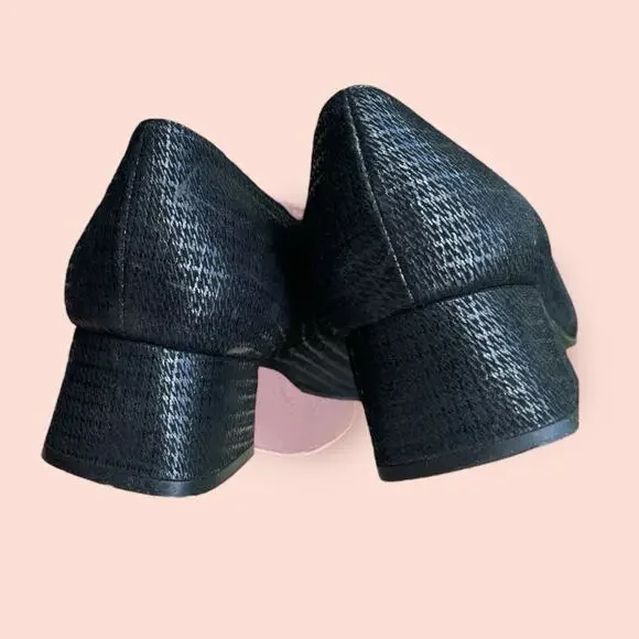 STUART WEITZMAN Black Lines Suede Vintage 90s Low Heel Pumps Square Toe Sz 9.5 - Picture 14 of 14